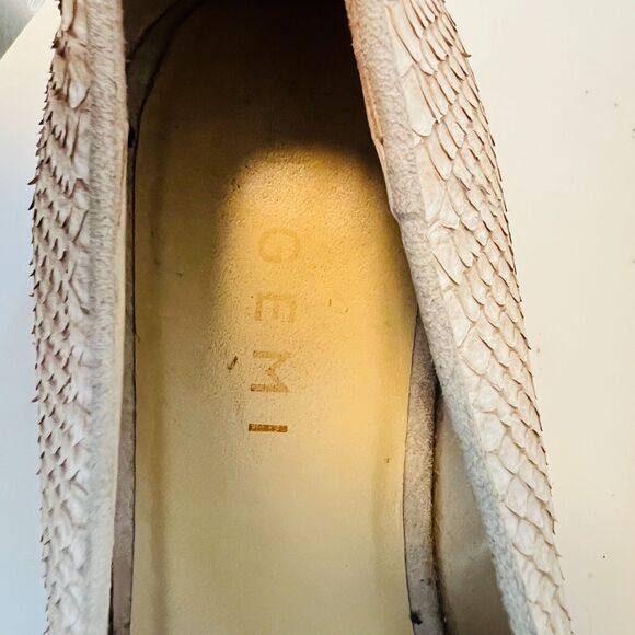 M Gemi Loafers Womens 7 Off White Snake Print Smoking Venetian Flats Italy Shoes - Picture 10 of 11